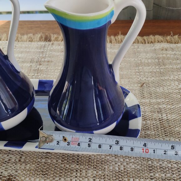 Living Art Stoneage VTG Cruet Set of 3 Carleen Gaby Stoneage Handpainted - Picture 10 of 13